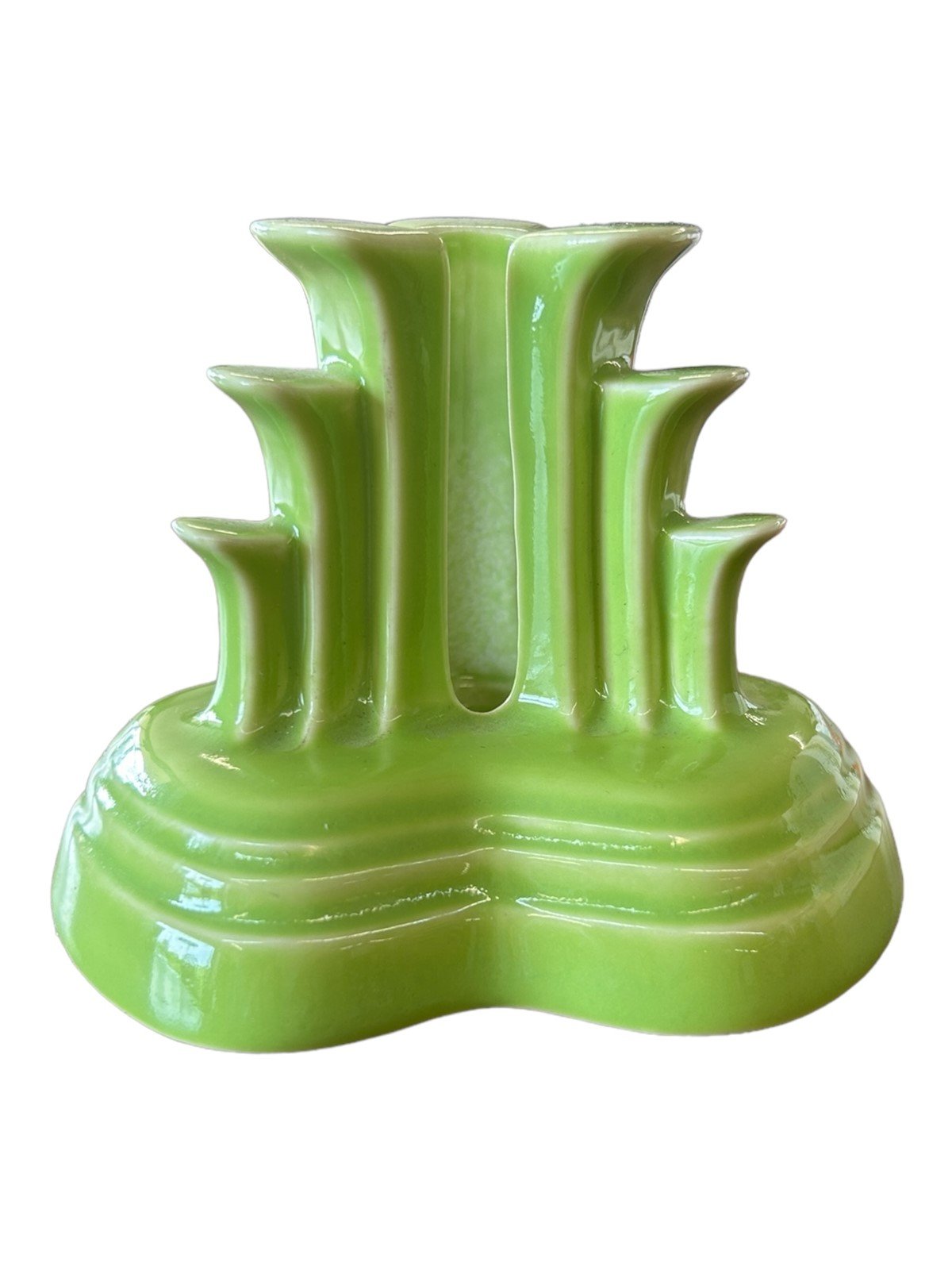 Fiesta - Chartreuse Green Tripod Pyramid Candleholder with Box Homer Laughlin
