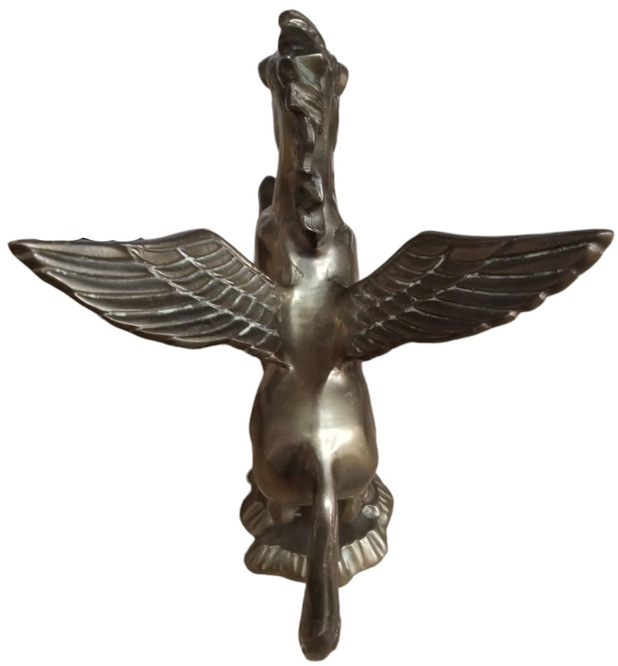 Brass Winged Horse Statue Antique Solid Brass Vintage 8.5" High with Base