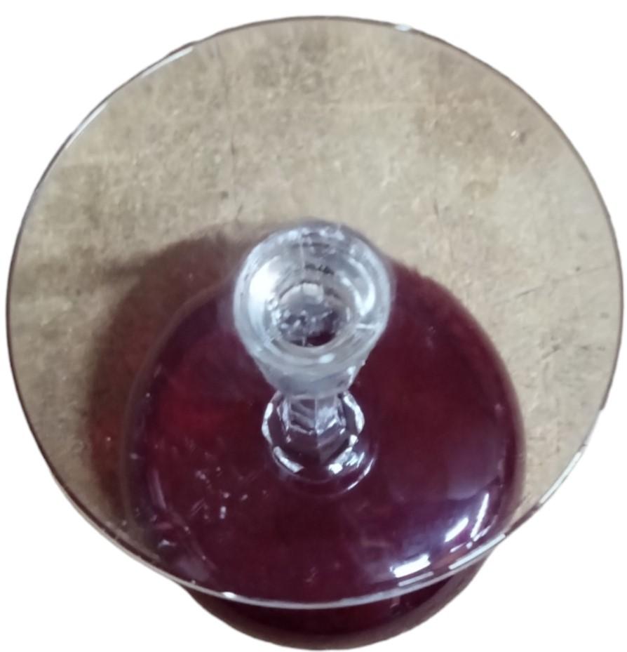 Ruby Red Champagne Wine Glass Antique Clear Stem Base Vintage Set of 7