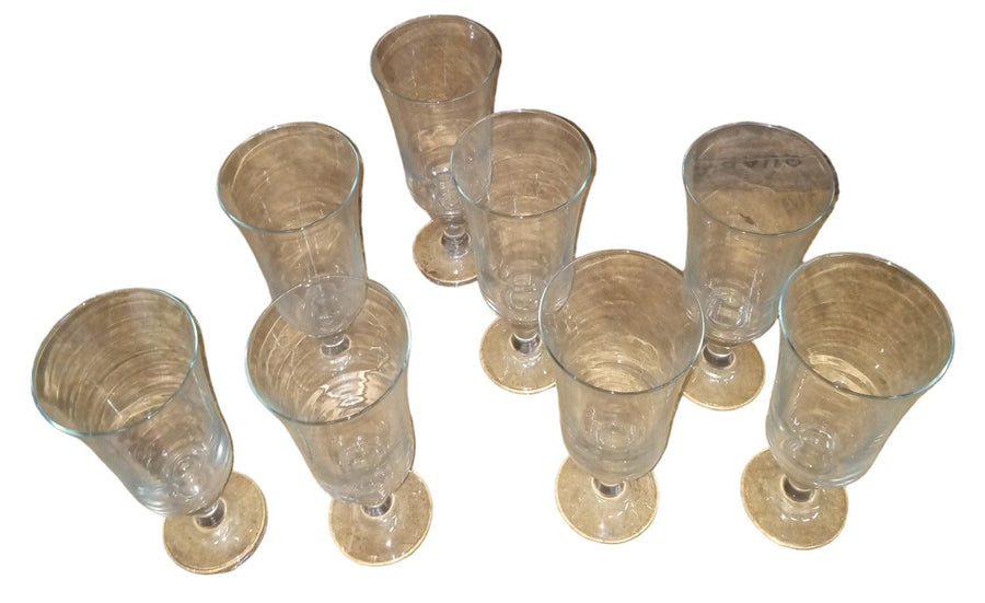 Pilsner Beer Glasses Antique Clear Goblet Vintage Set of 8
