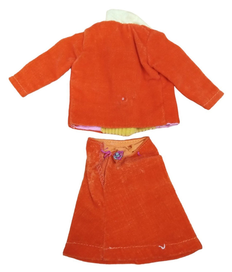 Barbie Orange Velvet Skirt & Jacket Doll Outfit Doll Clothing Vintage