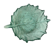 Blenko Cabbage Leaf Bowl Glass Textured Crystal Teal Aqua Salad Serving Dish