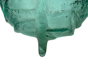Blenko Cabbage Leaf Bowl Glass Textured Crystal Teal Aqua Salad Serving Dish