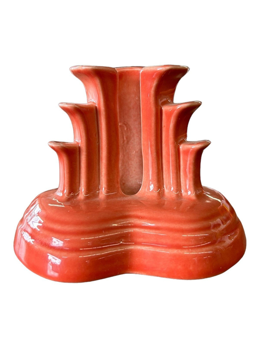Fiesta - Persimmon Orange Tripod Pyramid Candleholder No Box Homer Laughlin HLC