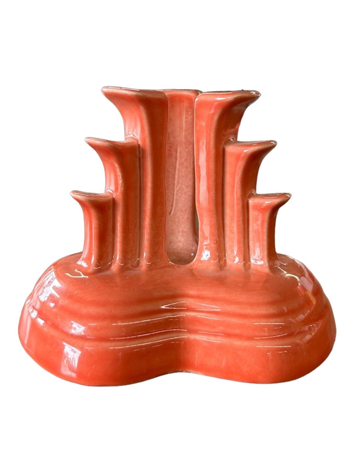 Fiesta - Persimmon Orange Tripod Pyramid Candleholder No Box Homer Laughlin HLC