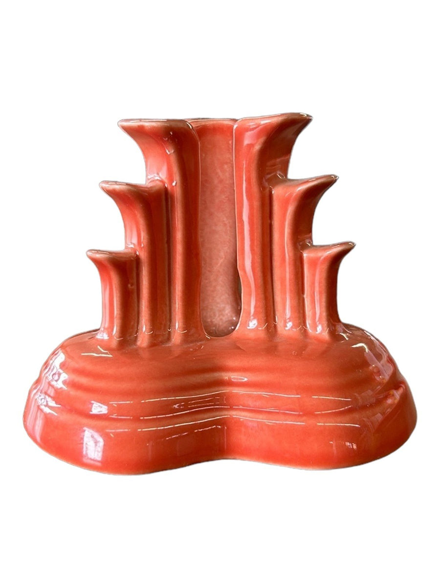 Fiesta - Persimmon Orange Tripod Pyramid Candleholder No Box Homer Laughlin HLC