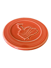 Fiesta - Persimmon Orange Trivet Homer Laughlin Dancing Lady Ceramic Spoon Rest