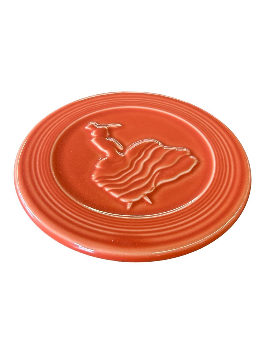 Fiesta - Persimmon Orange Trivet Homer Laughlin Dancing Lady Ceramic Spoon Rest