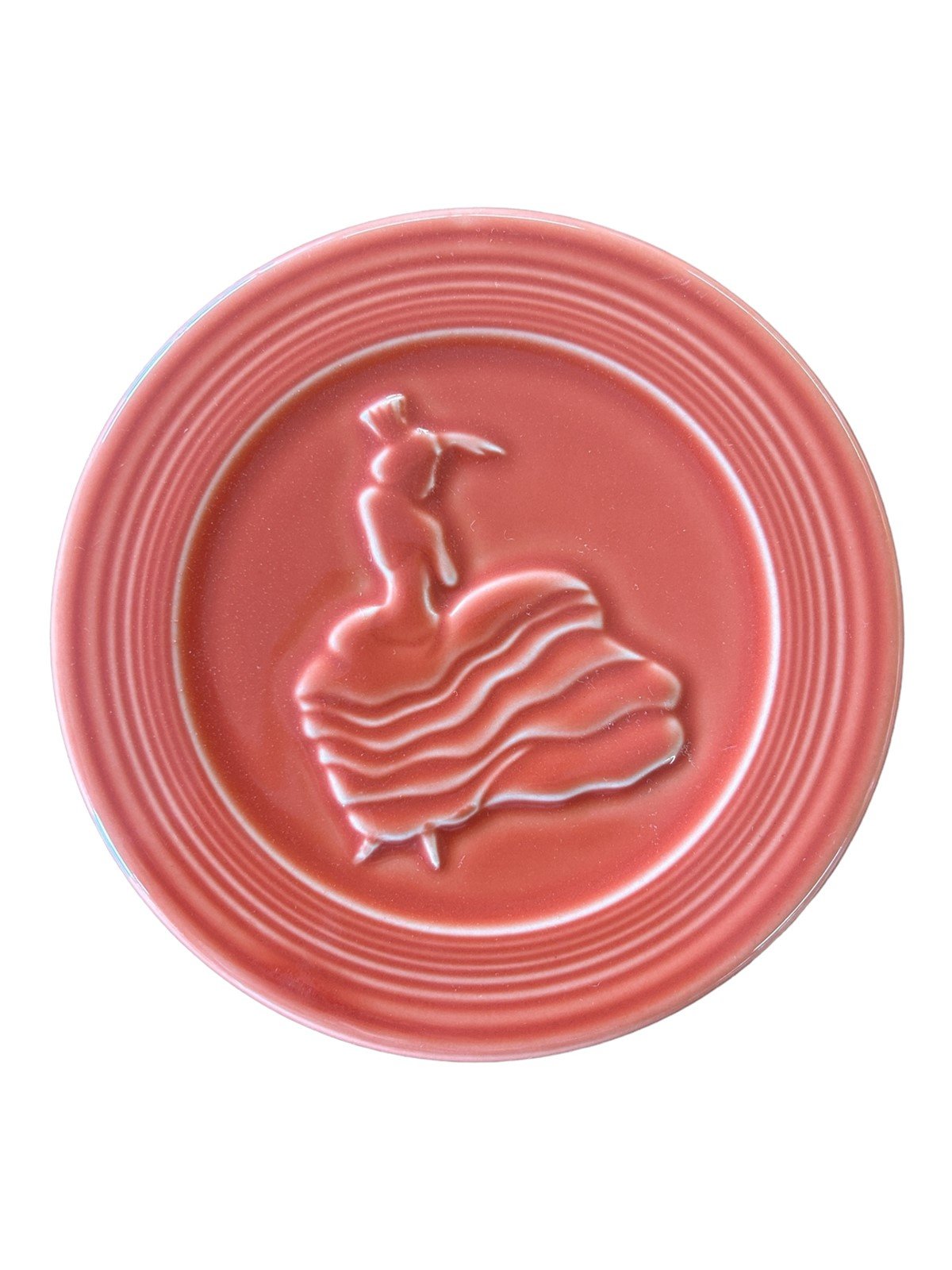 Fiesta - Persimmon Orange Trivet Homer Laughlin Dancing Lady Ceramic Spoon Rest