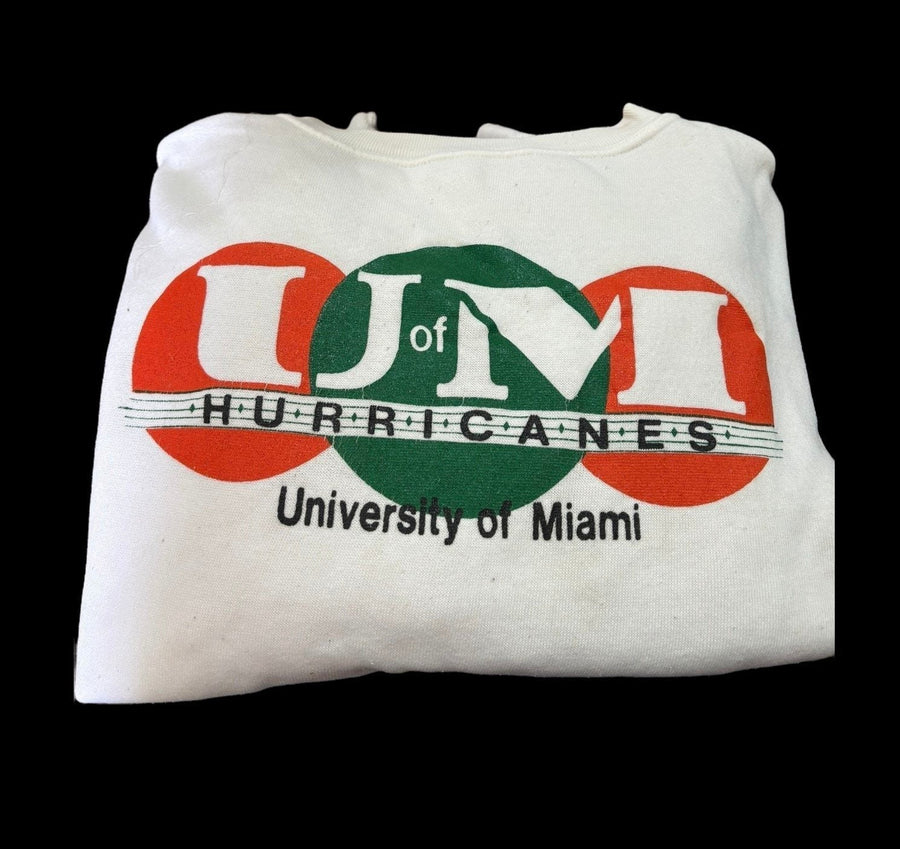 University of Miami Hurricanes Sweatshirt Vintage College Apparel Florida