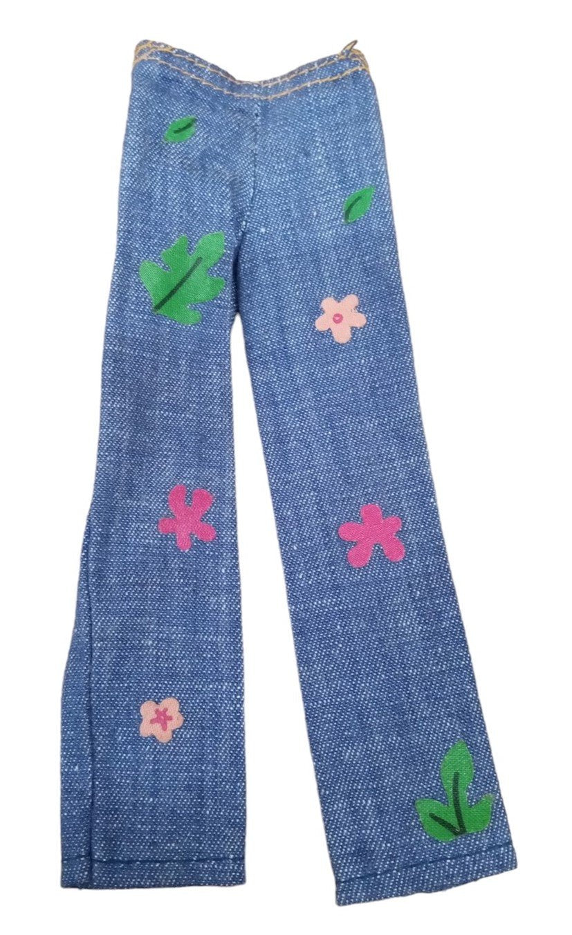 Barbie Halter Top & Floral Jeans Doll Outfit Doll Clothing Vintage Collectible