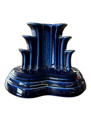 Fiesta - Cobalt Blue Tripod Pyramid Candleholder No Box Homer Laughlin Ceramic