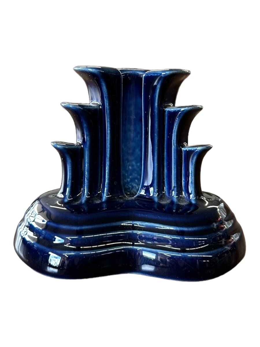 Fiesta - Cobalt Blue Tripod Pyramid Candleholder No Box Homer Laughlin Ceramic