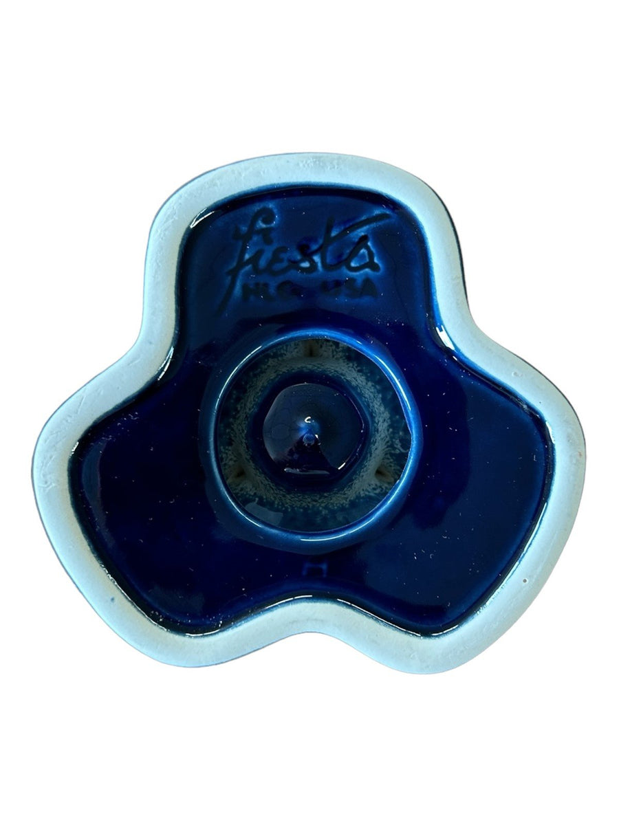 Fiesta - Cobalt Blue Tripod Pyramid Candleholder No Box Homer Laughlin Ceramic