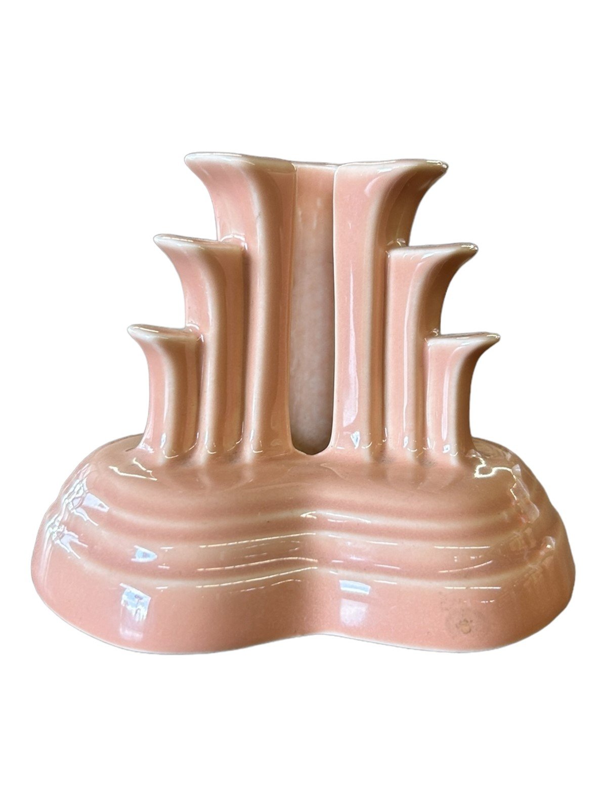 Fiesta - Apricot Peach Tripod Pyramid Candleholder No Box Homer Laughlin Decor