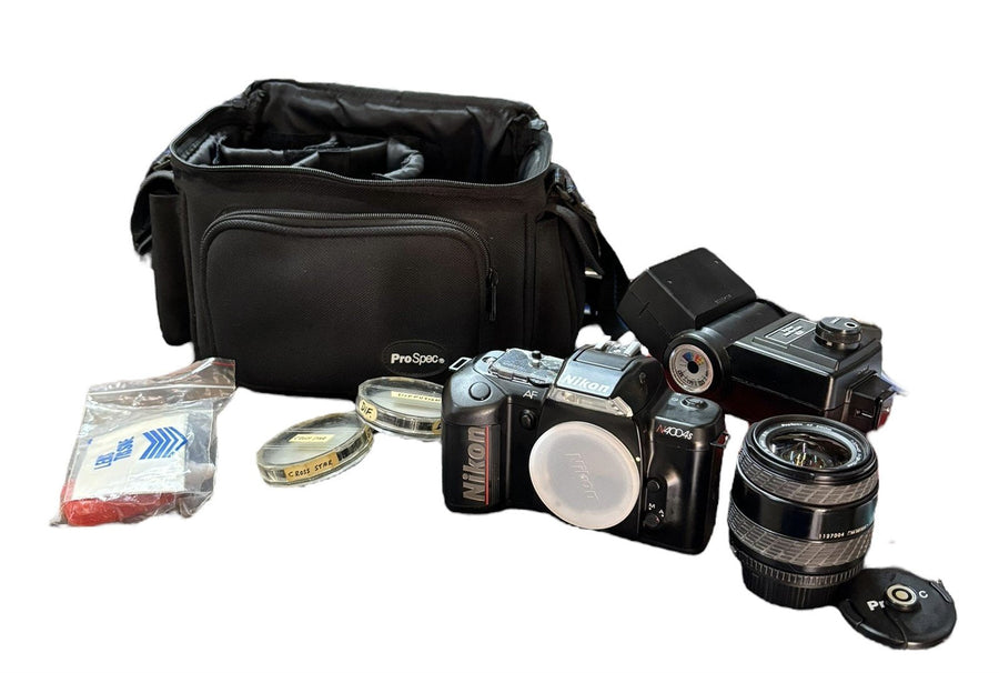 Nikon 40004s Camera Body Pro Spec 28-70 Lens Vivitar F3.5 Flash 283 2 Filter Set