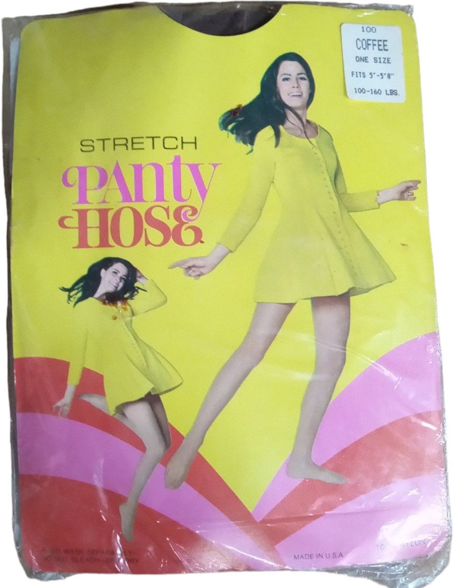 Stretch Panty Hose Coffee One Size Fits 5' to 5'8" 100-160 Lbs. Vintage