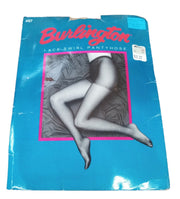 Burlington Lace Swirl Panty Hose Black Medium/Long 100% Nylon Vintage