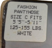 Leg Designs Panty Hose White Size C Fits 5'5" to 5'11" 125-155 Lbs. 100% Nylon