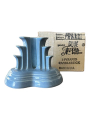 Fiesta - Periwinkle Blue Tripod Pyramid Candleholder With Box Homer Laughlin HLC