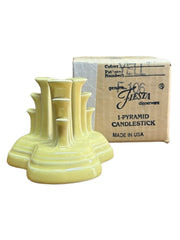 Fiesta - Yellow Tripod Pyramid Candleholder With Box Homer Laughlin HLC Vintage