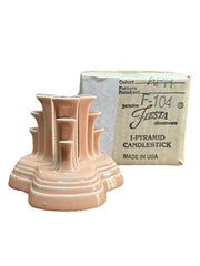 Fiesta - Apricot Peach Tripod Pyramid Candleholder With Box Homer Laughlin Decor