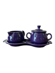 Fiesta - Plum Purple 4-Piece Sugar Bowl and Creamer Set with Tray Homer Laughlin