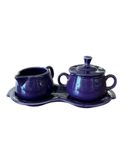 Fiesta - Plum Purple 4-Piece Sugar Bowl and Creamer Set with Tray Homer Laughlin