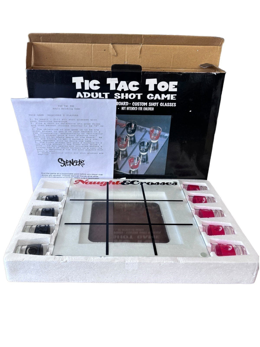 Tic Tac Toe Adult Shot Game Mirrored Playing Board and Custom Shots by Spencers