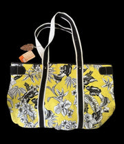 Beach Bag Purse Floral Yellow Black White Tropical Escape Sears Tote