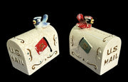 Salt and Pepper Shakers Enesco Blue Jay Cardinal Birds on Mailboxes U.S. Decor