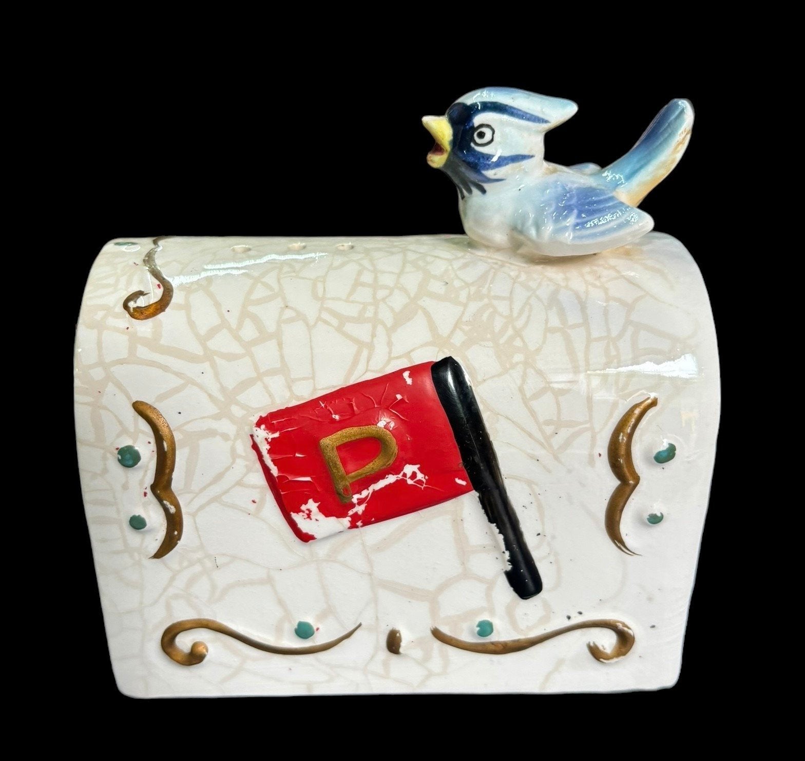 Salt and Pepper Shakers Enesco Blue Jay Cardinal Birds on Mailboxes U.S. Decor