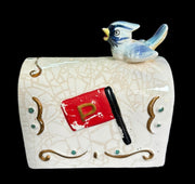 Salt and Pepper Shakers Enesco Blue Jay Cardinal Birds on Mailboxes U.S. Decor