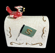 Salt and Pepper Shakers Enesco Blue Jay Cardinal Birds on Mailboxes U.S. Decor