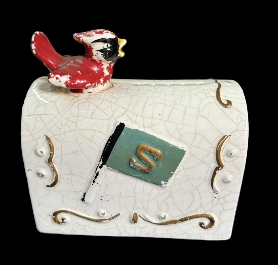 Salt and Pepper Shakers Enesco Blue Jay Cardinal Birds on Mailboxes U.S. Decor