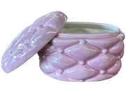Holland Mold Pink Quilted Trinket Box with Lid Porcelain Vintage AC4