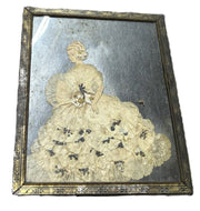 Silk Pressed Flowers Art Deco Woman Dress Picture In Frame Antique Home Decor