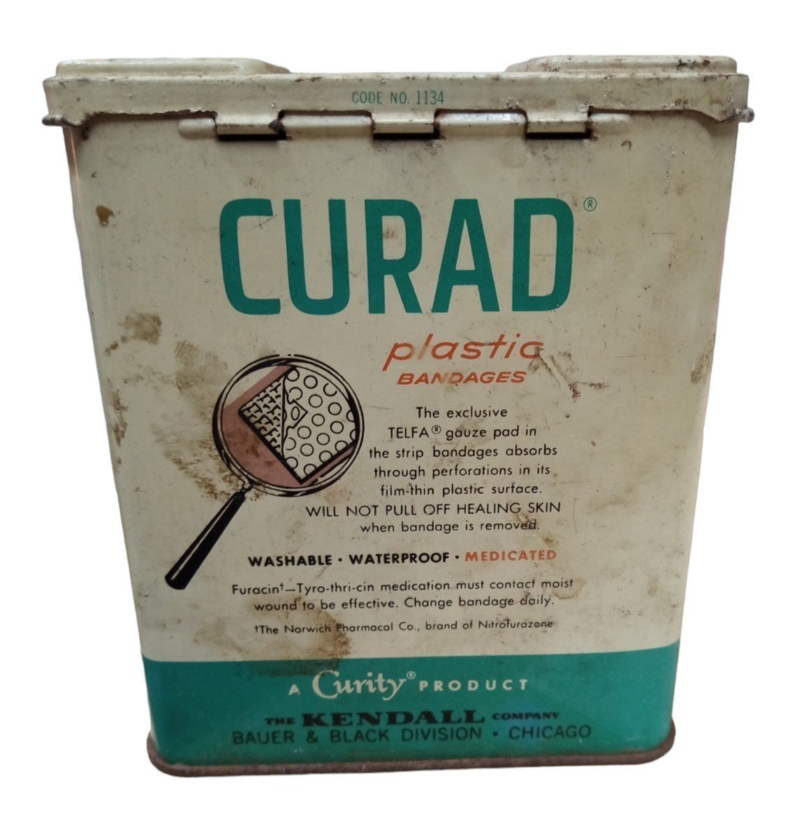 Curad Bandaid Tin Vintage Collectible Nostalgic Storage Medical Aid