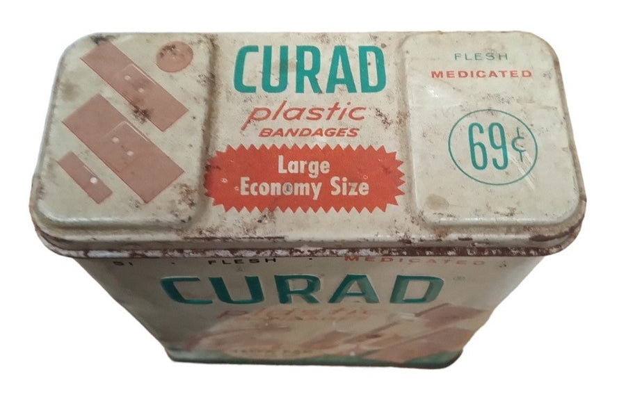 Curad Bandaid Tin Vintage Collectible Nostalgic Storage Medical Aid