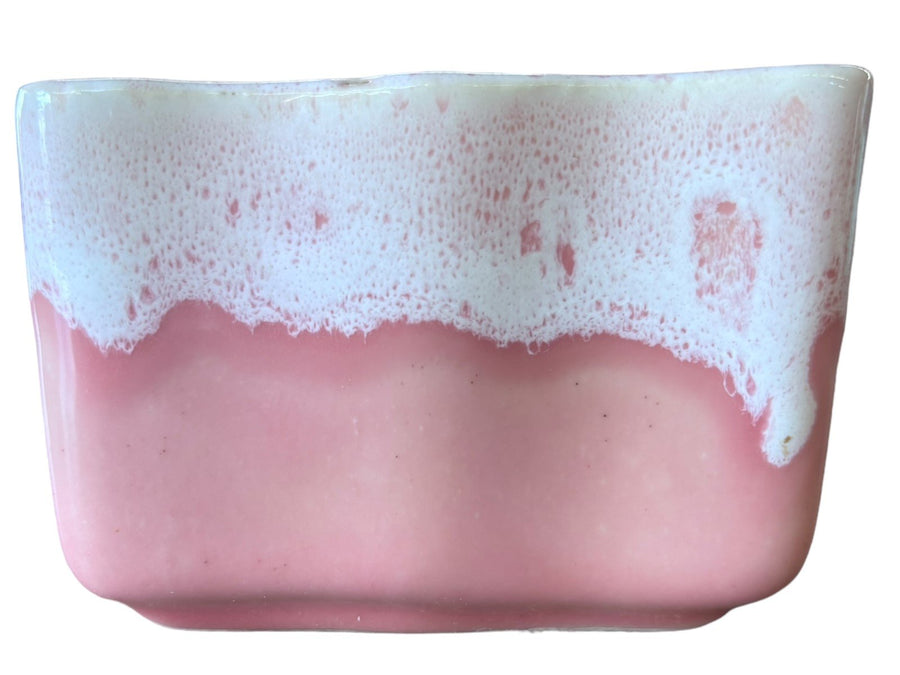 Upco Pink and White Drip Glaze Planter #922 Made in USA