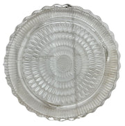 Cake Plate Three Footed Federal Glass Mandala Scalloped Edge Serving Ware