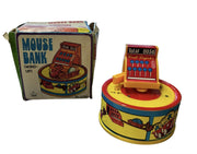 Mouse Bank Vintage Wind Up Toy Deville Magic Cash Register Original Box