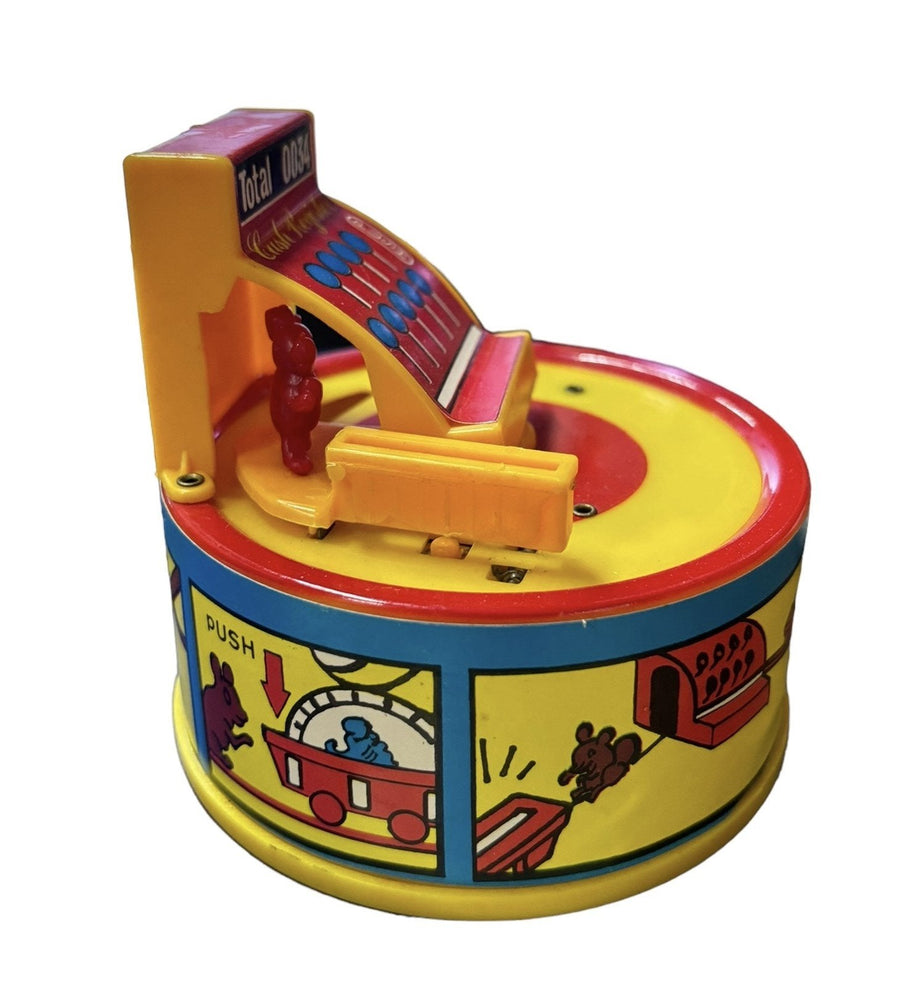 Mouse Bank Vintage Wind Up Toy Deville Magic Cash Register Original Box