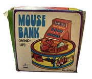 Mouse Bank Vintage Wind Up Toy Deville Magic Cash Register Original Box