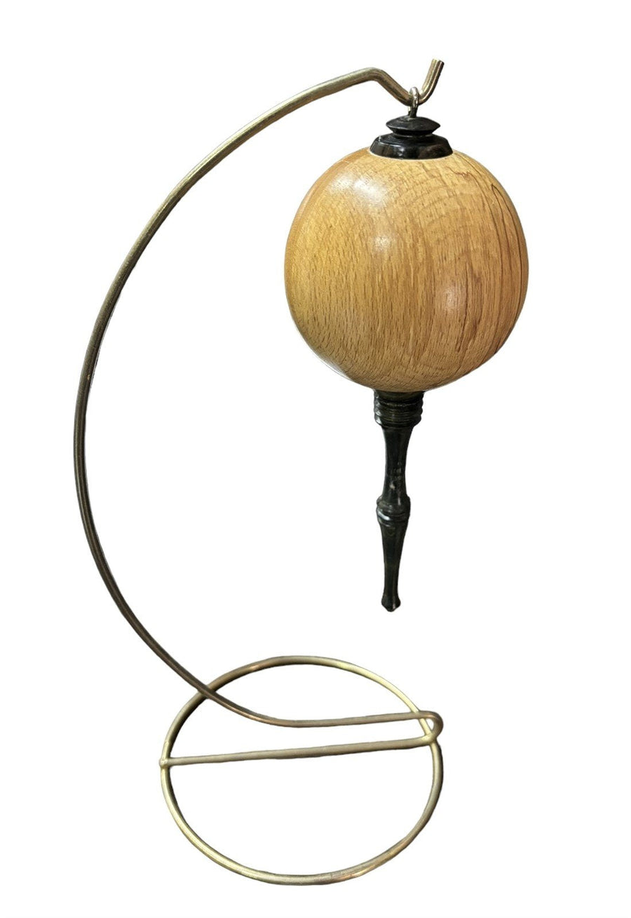 Wood Ornament Hand Turned On Brass Stand Modern Home Decor H. Jansen 1993