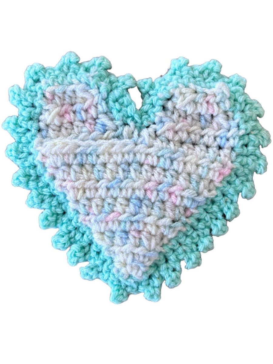Handknit Trivets Lot of 4 Flower, Heart, and Rectangle Handmade Trivets