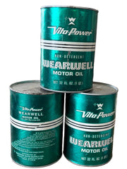 Vita-Power Non-Detergent Wearwell Motor Oil 1 QT Set of 3 Green Cans Antique