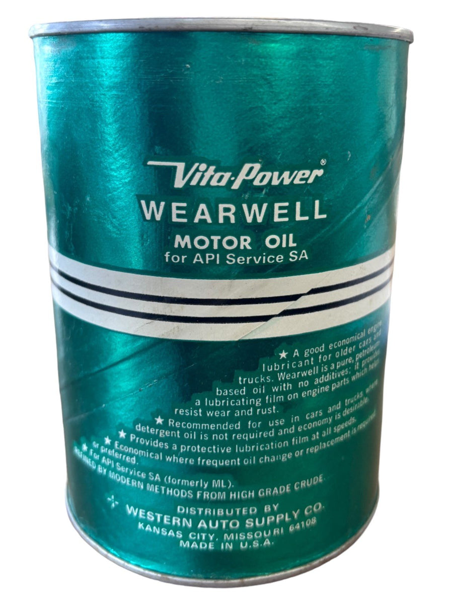 Vita-Power Non-Detergent Wearwell Motor Oil 1 QT Set of 3 Green Cans Antique