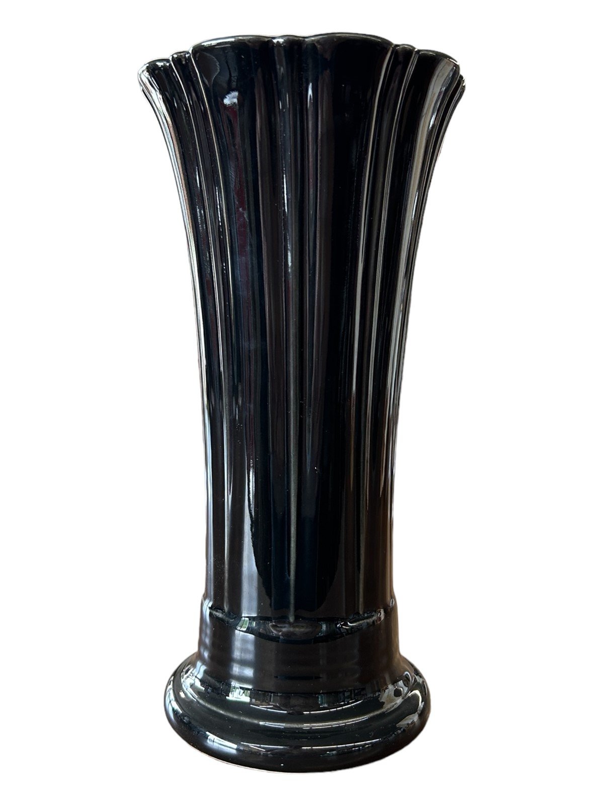 Fiesta - Black Medium Flower Vase With Box Homer Laughlin Ceramic Home Decor HLC