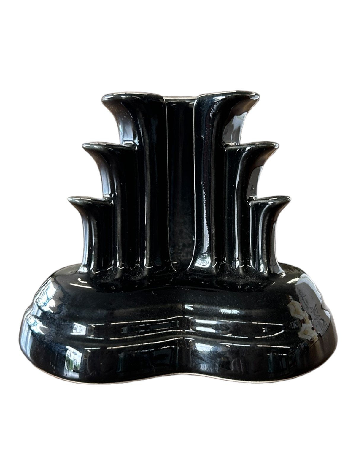 Fiesta - Black Tripod Pyramid Candleholder With Box Homer Laughlin Ceramic Decor